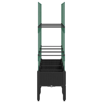 vidaXL Garden Planter with Trellis Black 120x40x142.5 cm PP