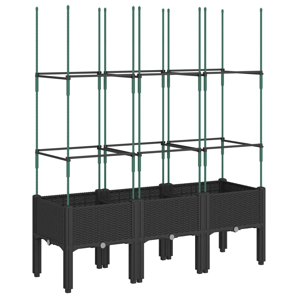 vidaXL Garden Planter with Trellis Black 120x40x142,5 cm PP