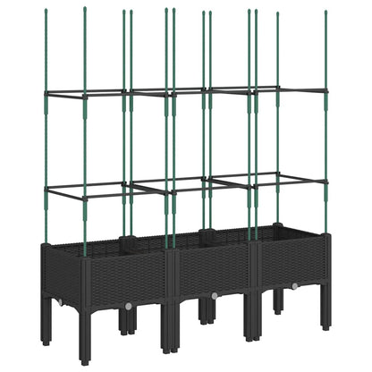 vidaXL Garden Planter with Trellis Black 120x40x142,5 cm PP