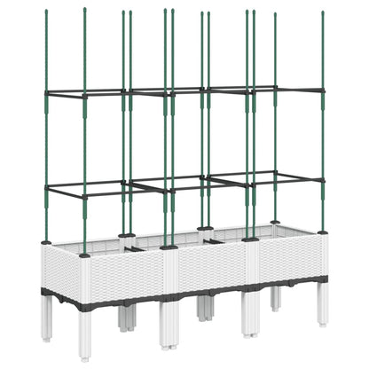 vidaXL Garden Planter with Trellis White 120x40x142,5 cm PP