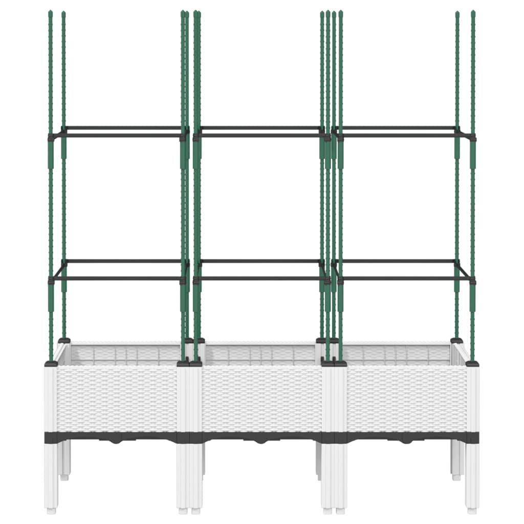 vidaXL Garden Planter with Trellis White 120x40x142.5 cm PP