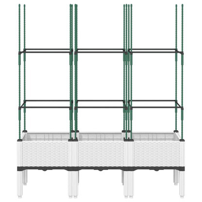 vidaXL Garden Planter with Trellis White 120x40x142.5 cm PP