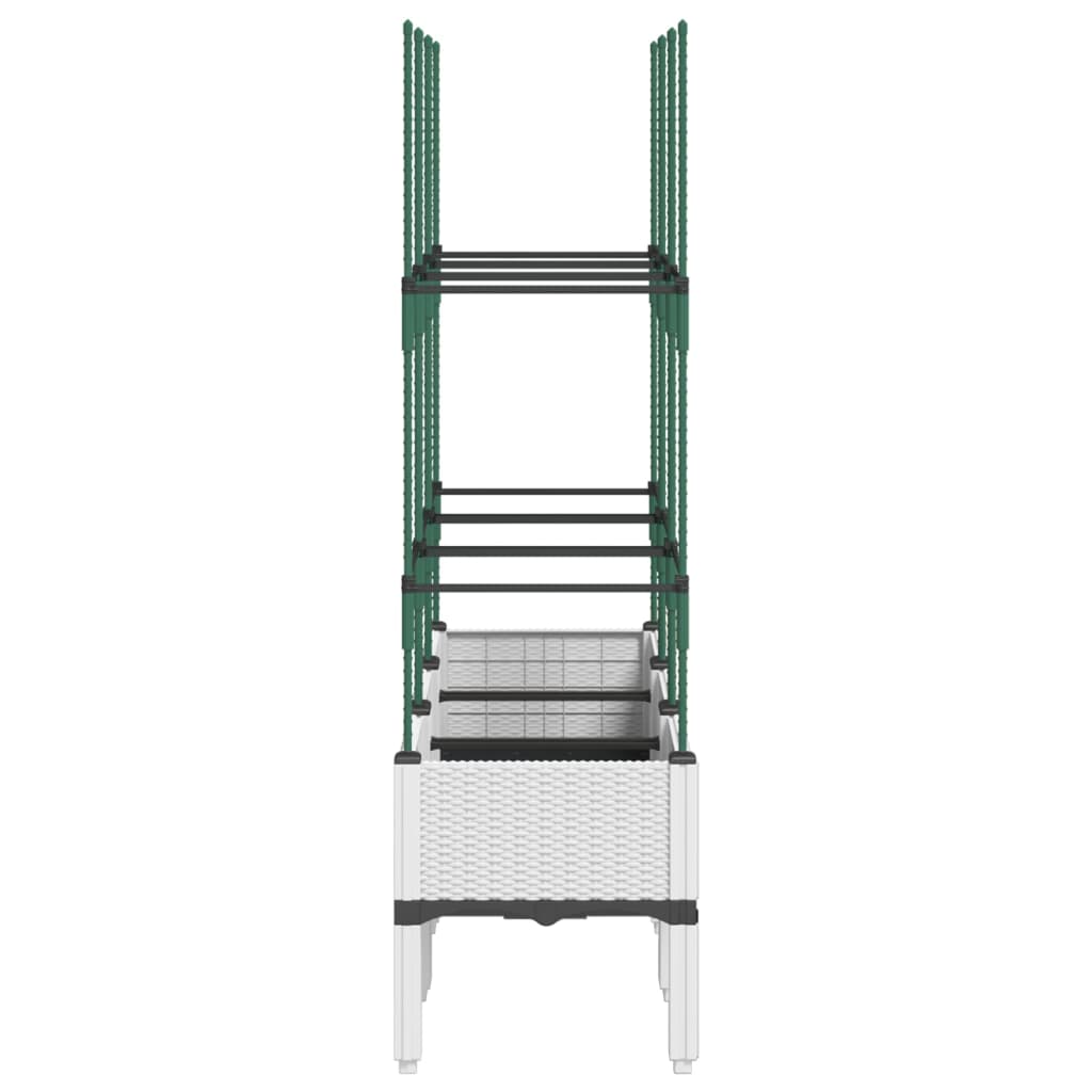 vidaXL Garden Planter with Trellis White 120x40x142.5 cm PP
