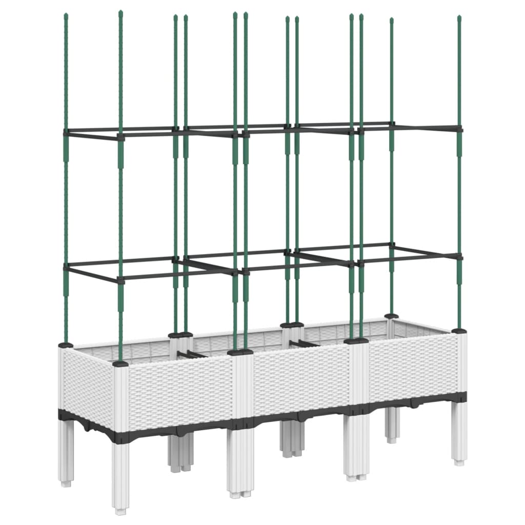 vidaXL Garden Planter with Trellis White 120x40x142,5 cm PP