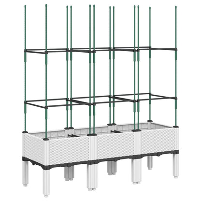 vidaXL Garden Planter with Trellis White 120x40x142,5 cm PP