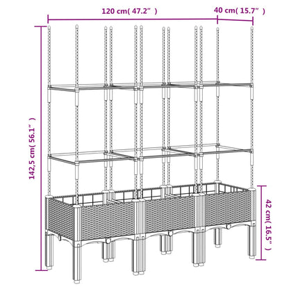 vidaXL Garden Planter with Trellis White 120x40x142.5 cm PP