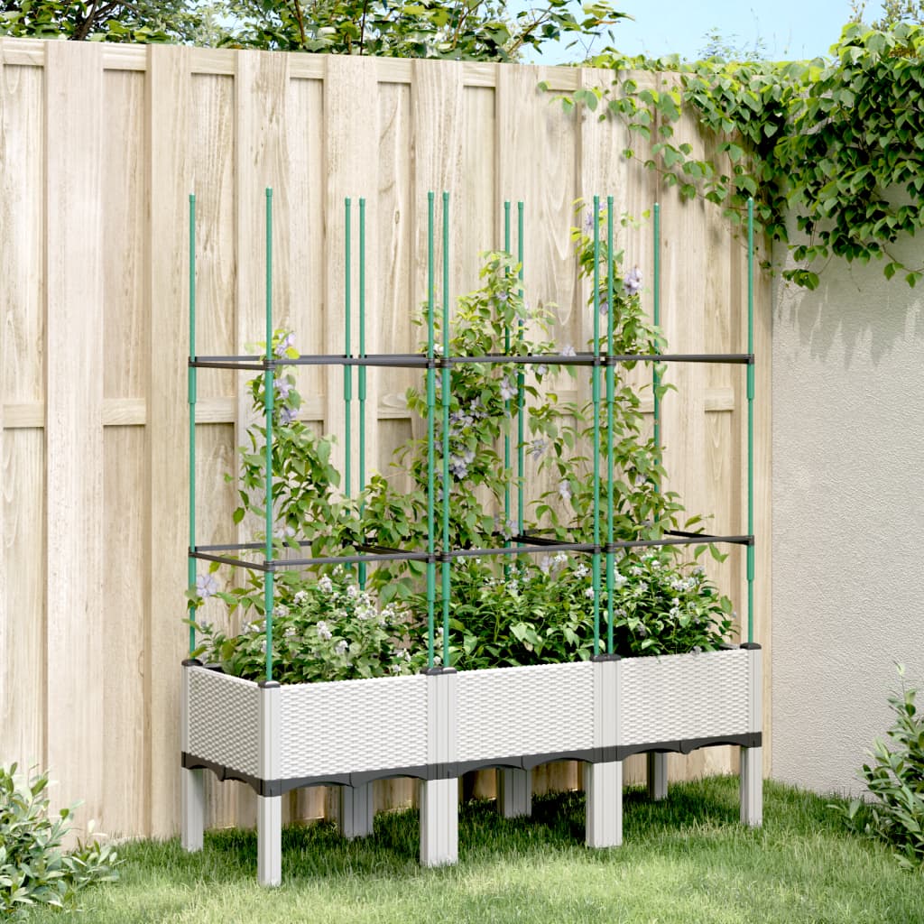 vidaXL Garden Planter with Trellis White 120x40x142,5 cm PP