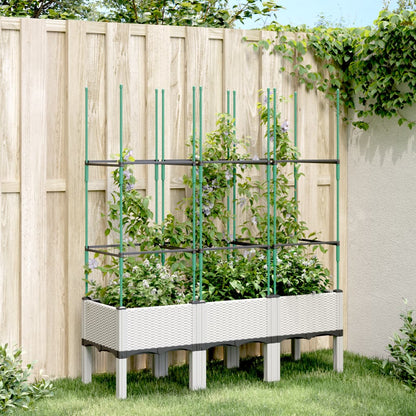 vidaXL Garden Planter with Trellis White 120x40x142,5 cm PP