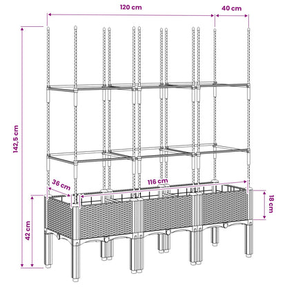 vidaXL Garden Planter with Trellis White 120x40x142,5 cm PP