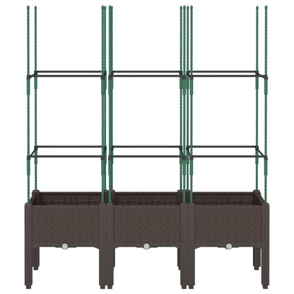 vidaXL Garden Planter with Trellis Brown 120x40x142.5 cm PP