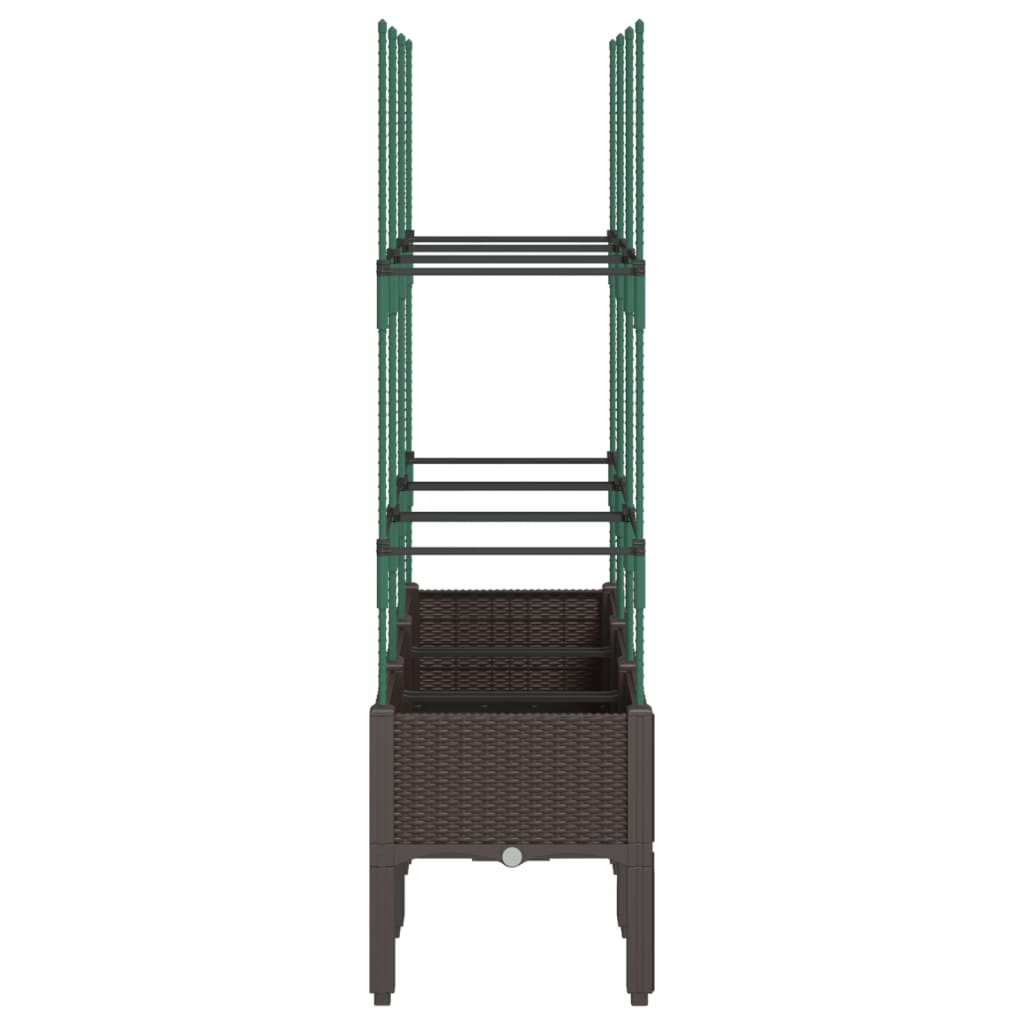 vidaXL Garden Planter with Trellis Brown 120x40x142.5 cm PP