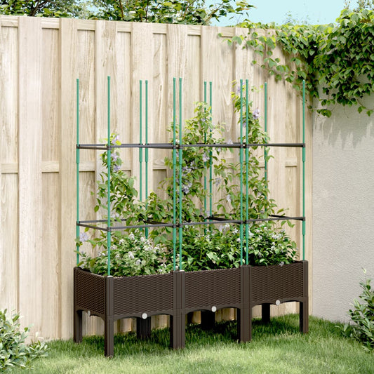 vidaXL Garden Planter with Trellis Brown 120x40x142,5 cm PP