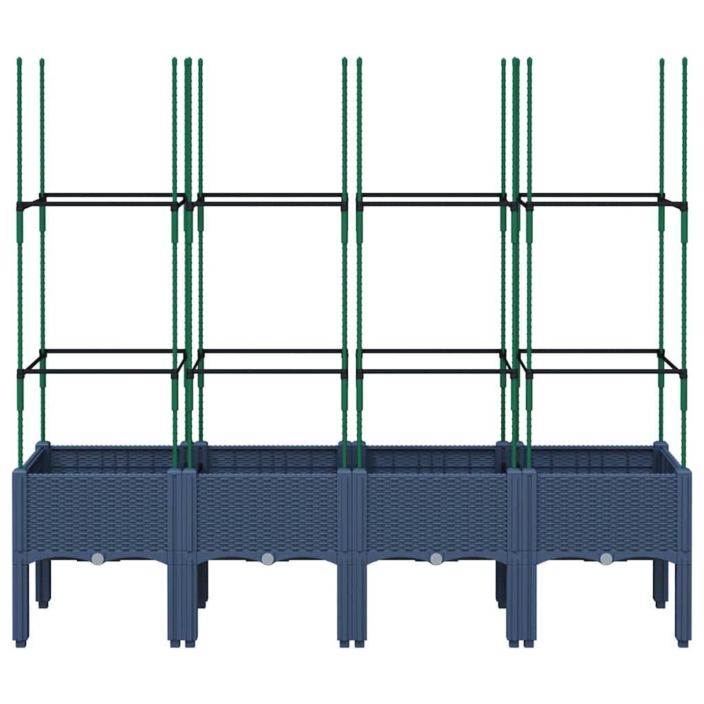 vidaXL Garden Planter with Trellis Blue Grey 160x40x142.5 cm PP