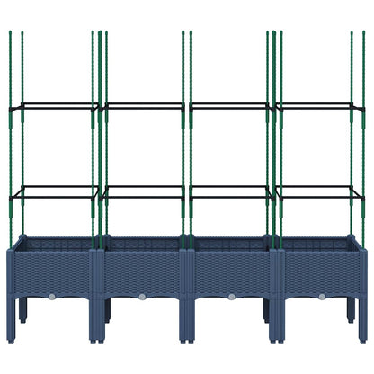 vidaXL Garden Planter with Trellis Blue Grey 160x40x142.5 cm PP