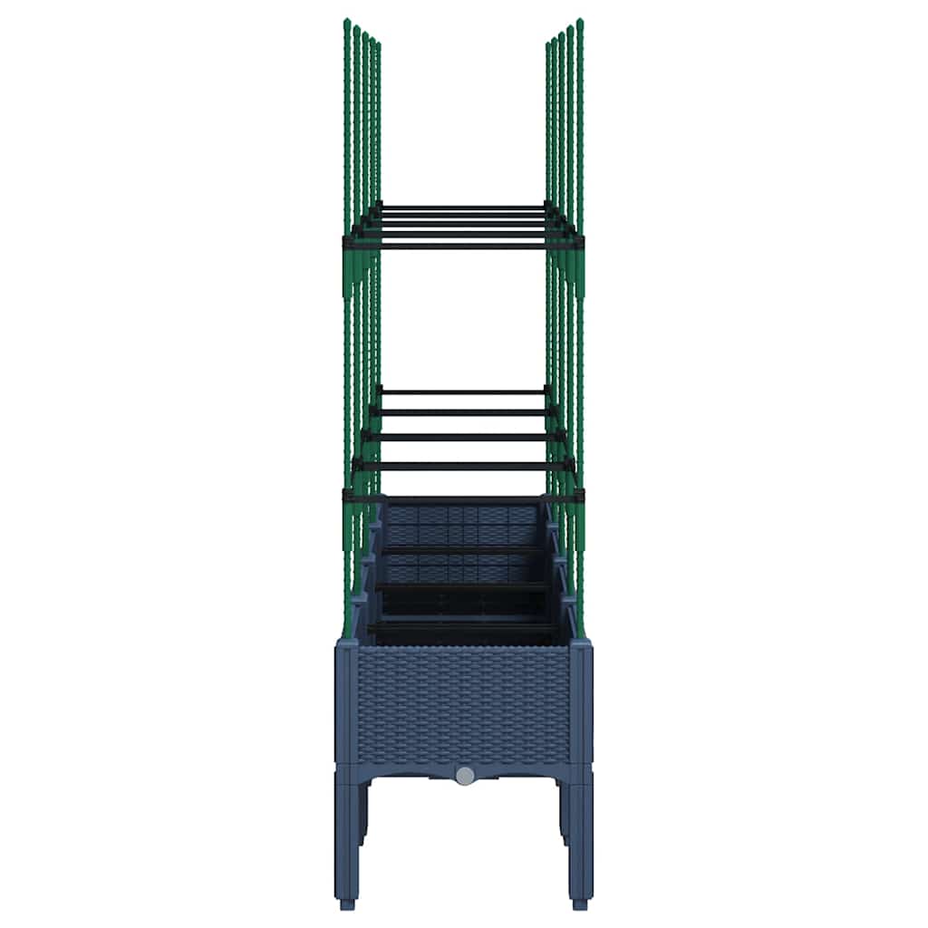 vidaXL Garden Planter with Trellis Blue Grey 160x40x142.5 cm PP