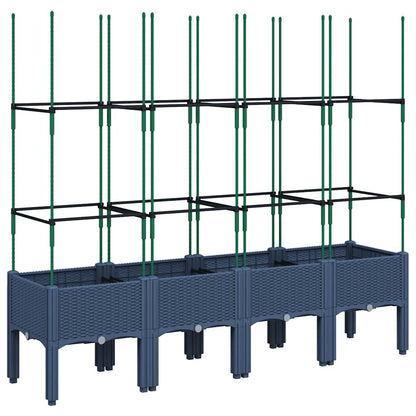 vidaXL Garden Planter with Trellis Blue Grey 160x40x142.5 cm PP