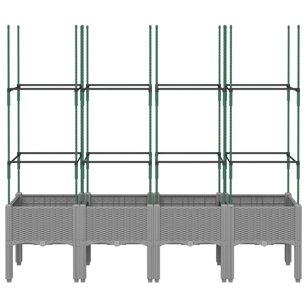 vidaXL Garden Planter with Trellis Light Grey 160x40x142.5 cm PP