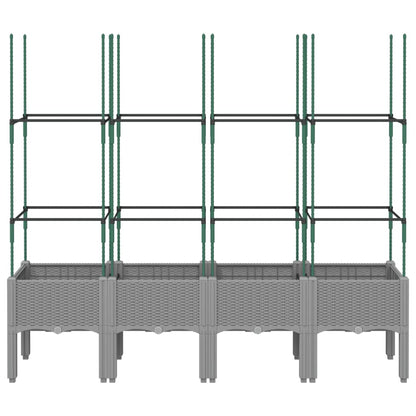 vidaXL Garden Planter with Trellis Light Grey 160x40x142.5 cm PP