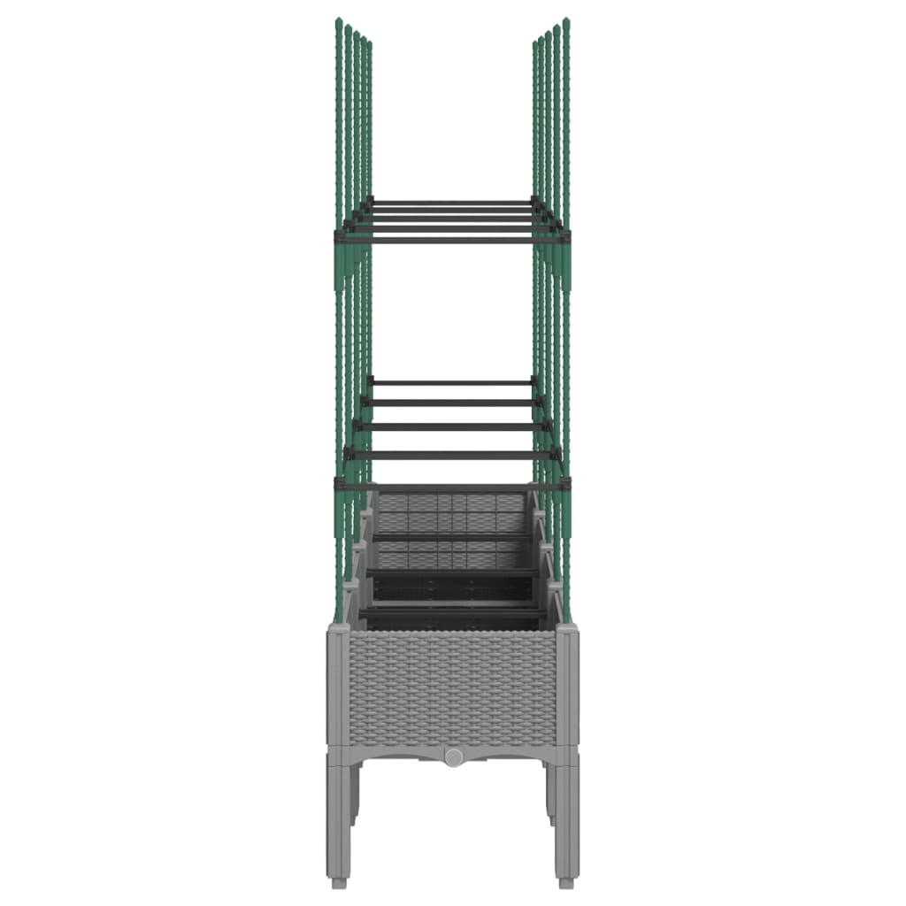 vidaXL Garden Planter with Trellis Light Grey 160x40x142.5 cm PP