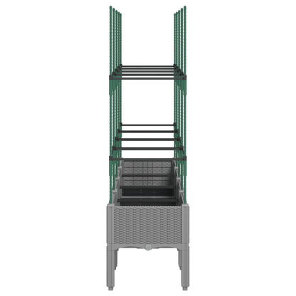 vidaXL Garden Planter with Trellis Light Grey 160x40x142.5 cm PP
