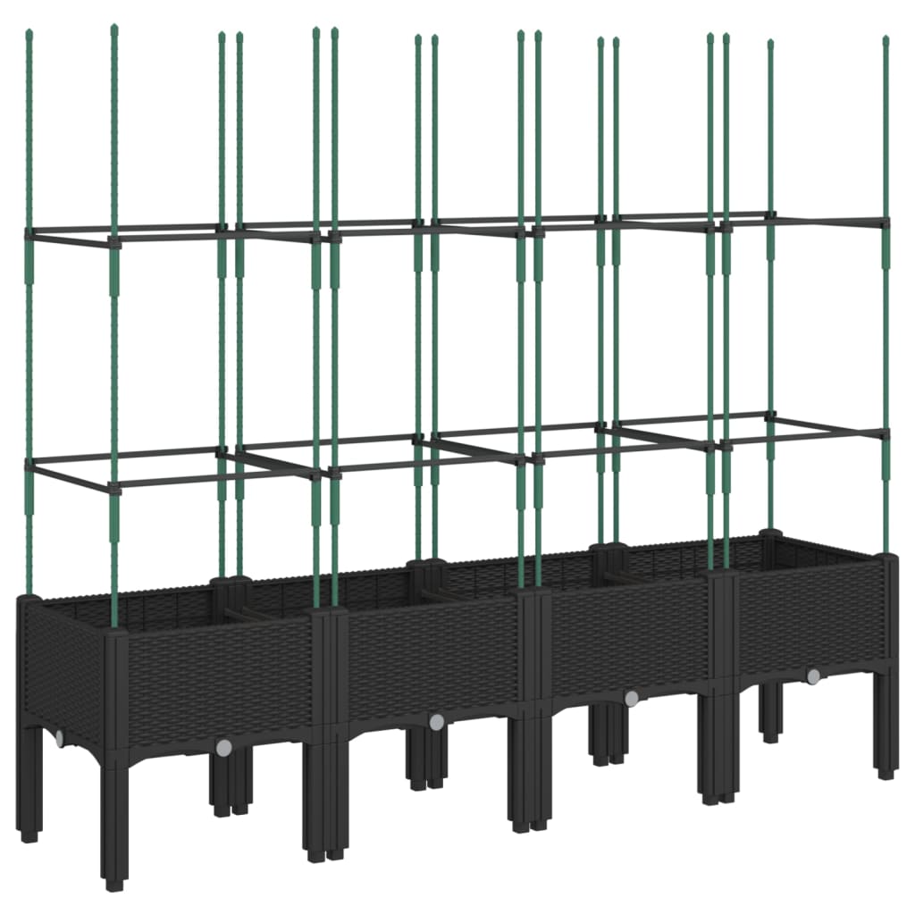 vidaXL Garden Planter with Trellis Black 160x40x142.5 cm PP