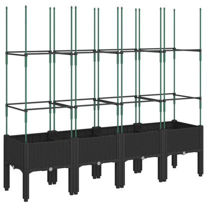 vidaXL Garden Planter with Trellis Black 160x40x142.5 cm PP