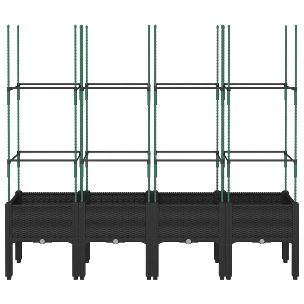 vidaXL Garden Planter with Trellis Black 160x40x142.5 cm PP