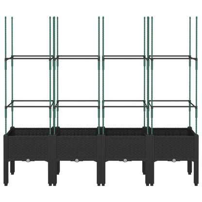 vidaXL Garden Planter with Trellis Black 160x40x142.5 cm PP