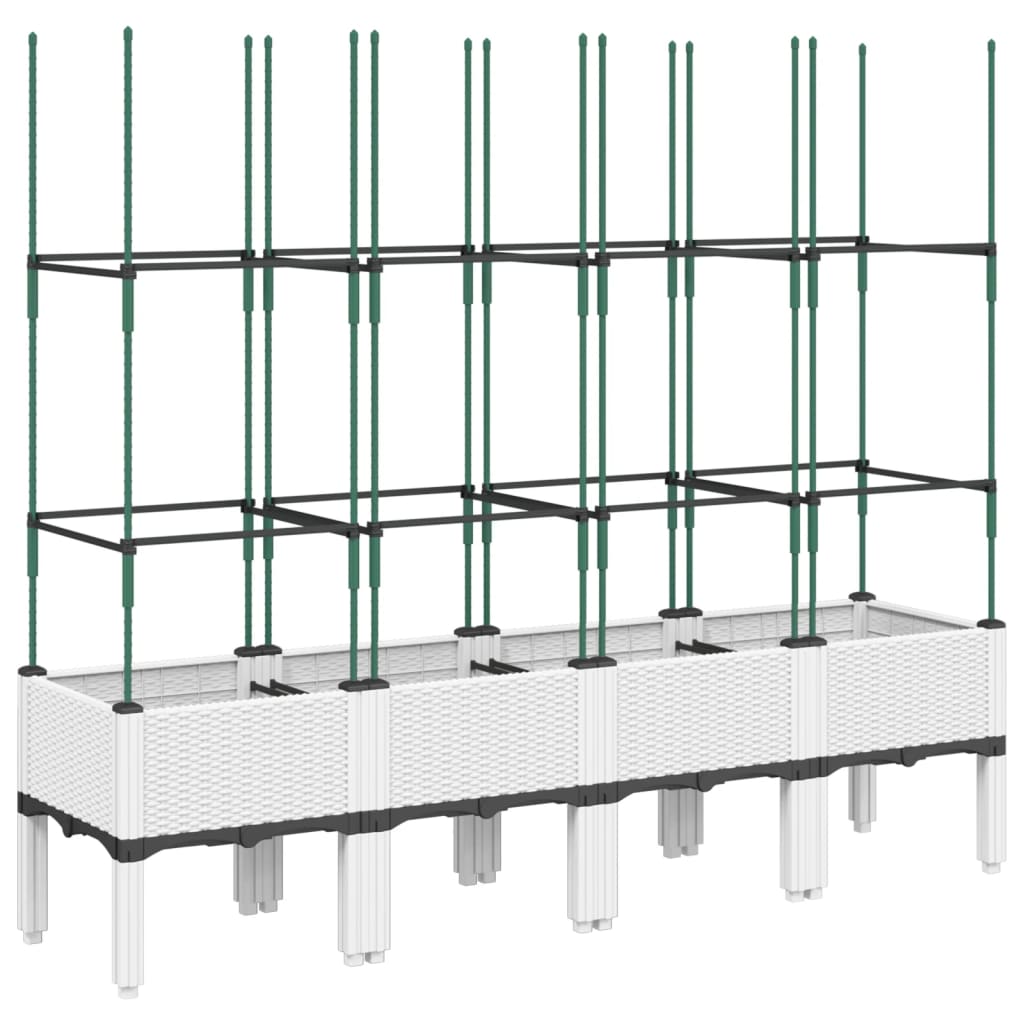 vidaXL Garden Planter with Trellis White 160x40x142,5 cm PP
