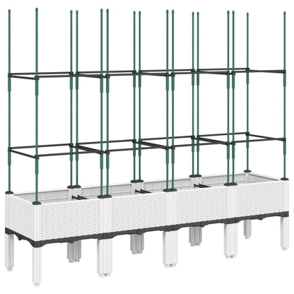 vidaXL Garden Planter with Trellis White 160x40x142,5 cm PP