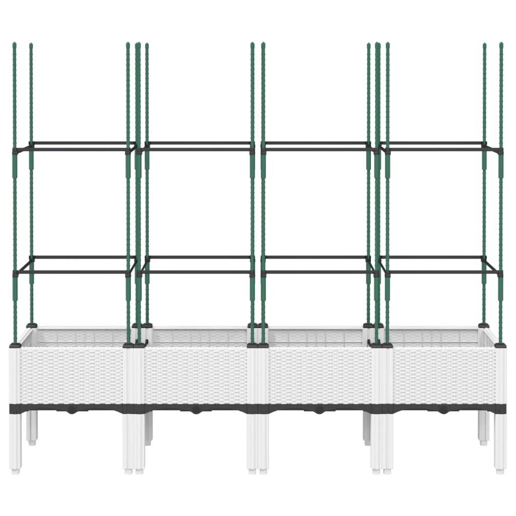 vidaXL Garden Planter with Trellis White 160x40x142.5 cm PP