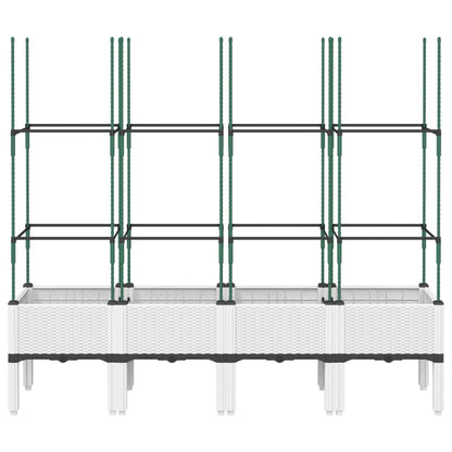 vidaXL Garden Planter with Trellis White 160x40x142.5 cm PP