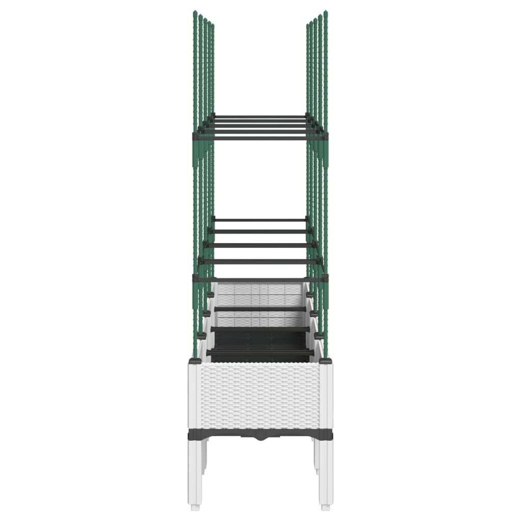 vidaXL Garden Planter with Trellis White 160x40x142.5 cm PP