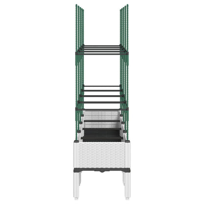 vidaXL Garden Planter with Trellis White 160x40x142.5 cm PP