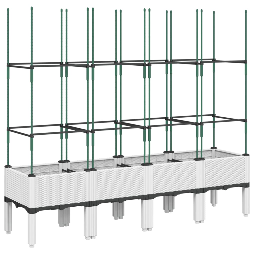 vidaXL Garden Planter with Trellis White 160x40x142.5 cm PP