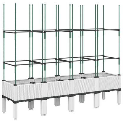 vidaXL Garden Planter with Trellis White 160x40x142.5 cm PP