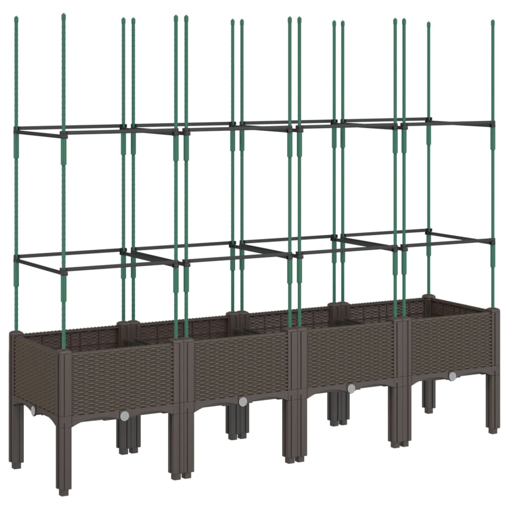 vidaXL Garden Planter with Trellis Brown 160x40x142,5 cm PP