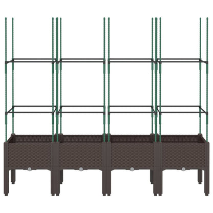 vidaXL Garden Planter with Trellis Brown 160x40x142.5 cm PP