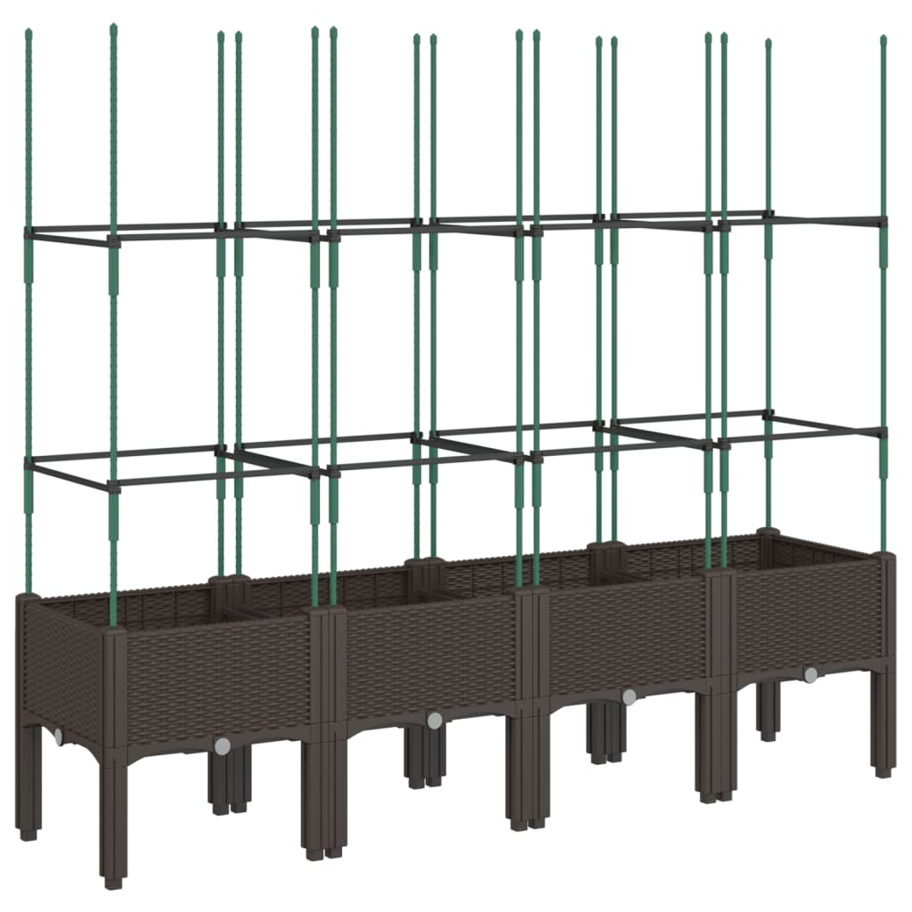 vidaXL Garden Planter with Trellis Brown 160x40x142.5 cm PP