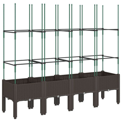 vidaXL Garden Planter with Trellis Brown 160x40x142.5 cm PP