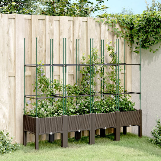 vidaXL Garden Planter with Trellis Brown 160x40x142,5 cm PP