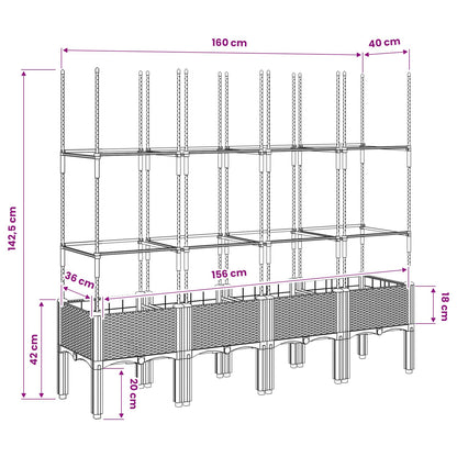 vidaXL Garden Planter with Trellis Brown 160x40x142,5 cm PP