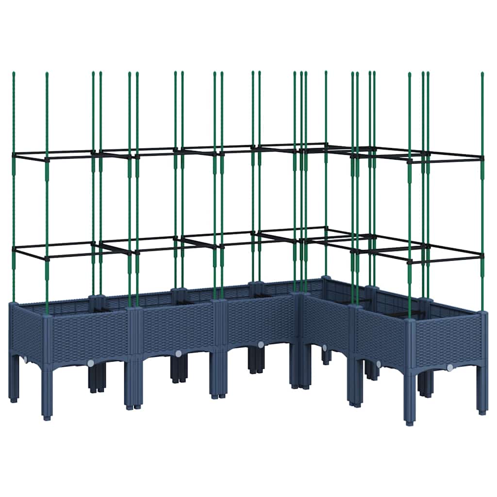 vidaXL Garden Planter with Trellis Blue Grey 160x120x142.5 cm PP