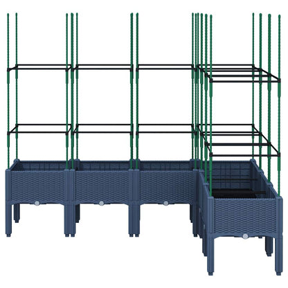 vidaXL Garden Planter with Trellis Blue Grey 160x120x142.5 cm PP