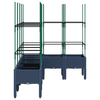 vidaXL Garden Planter with Trellis Blue Grey 160x120x142,5 cm PP