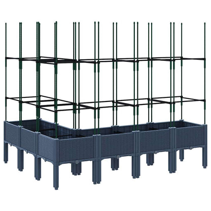 vidaXL Garden Planter with Trellis Blue Grey 160x120x142.5 cm PP