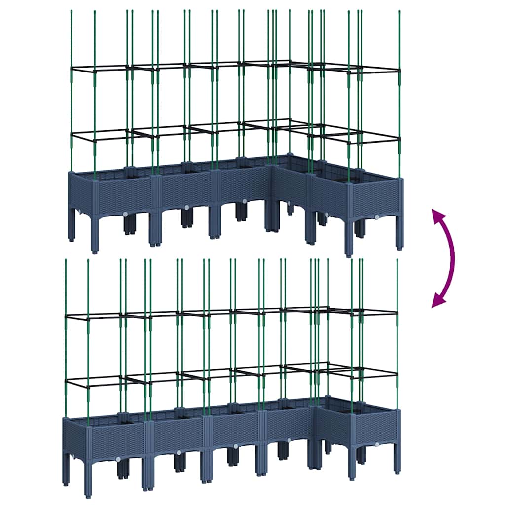 vidaXL Garden Planter with Trellis Blue Grey 160x120x142,5 cm PP