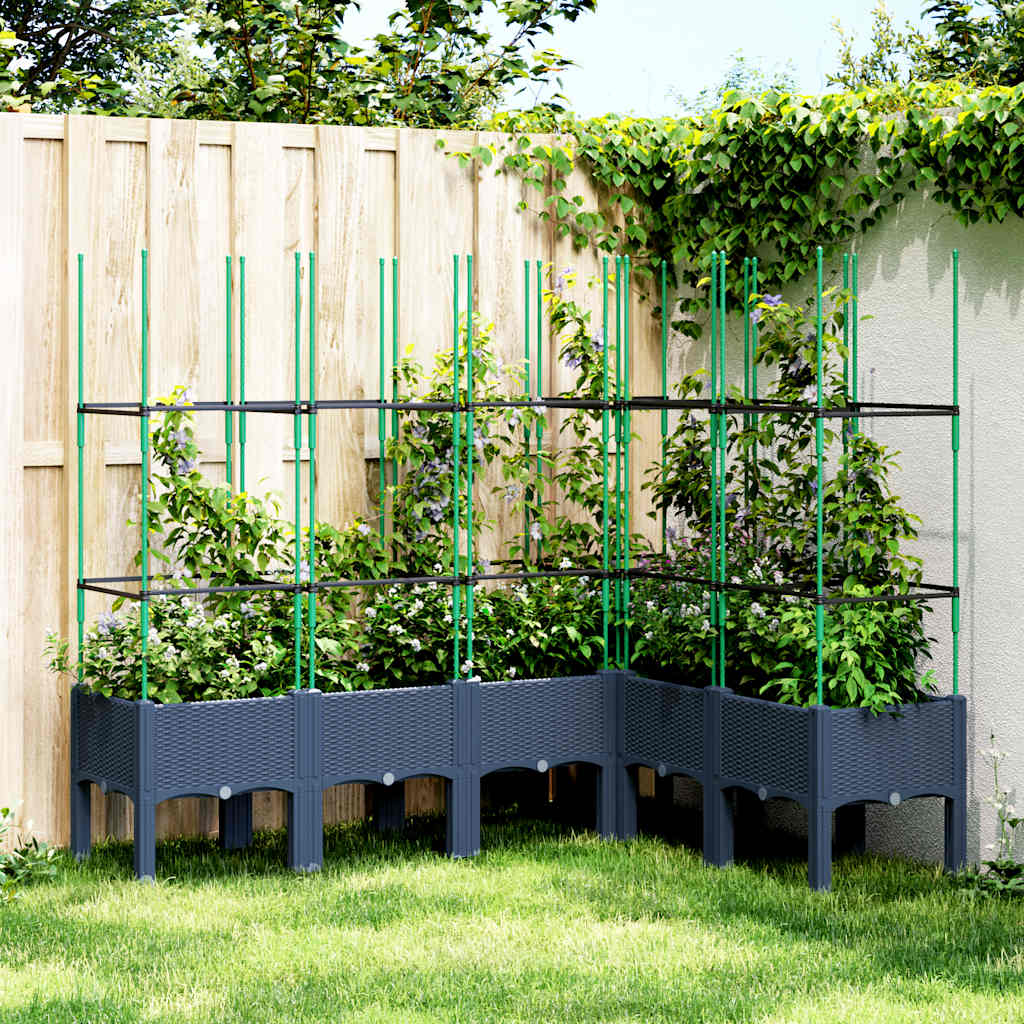 vidaXL Garden Planter with Trellis Blue Grey 160x120x142,5 cm PP