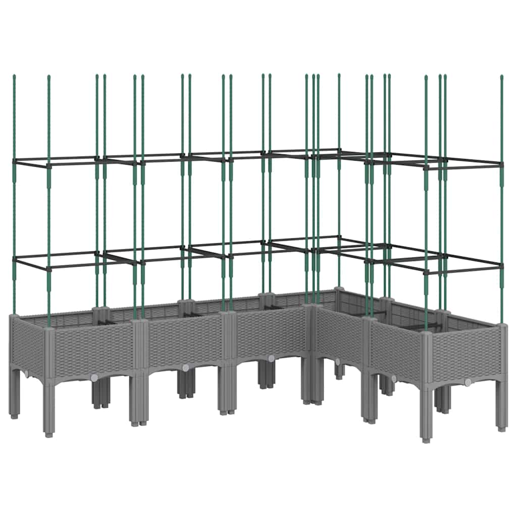 vidaXL Garden Planter with Trellis Light Grey 160x120x142,5 cm PP