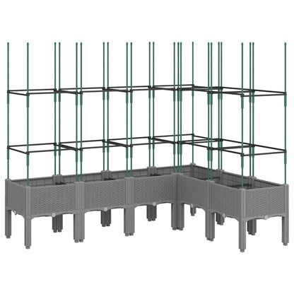 vidaXL Garden Planter with Trellis Light Grey 160x120x142,5 cm PP